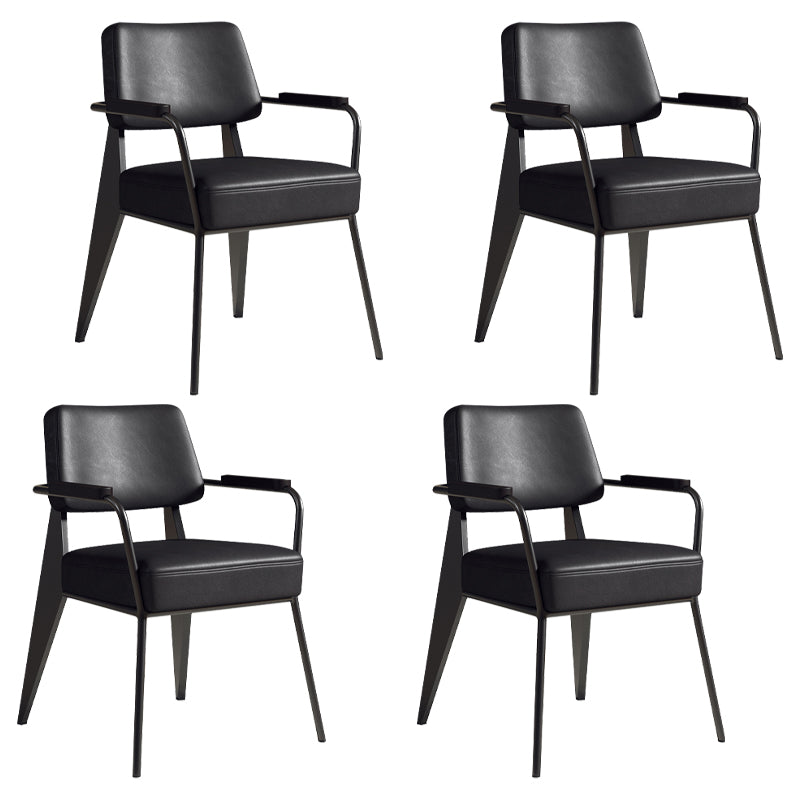 Contemporary Metal Dining Chairs Open Back Arm Dining Side Chair for Kitchen Black 4 Piece Set Clearhalo ' kitchen&dining_furn' 'Dining Chairs' 'Dining Tables & Seating' 'dining_chair' 'furn' 'furn_dining_chair' 'Furniture' 'furniture_dining_chair' 'Kitchen & Dining Furniture' 'kitchen' 3956650