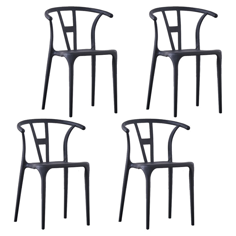 Scandinavian Plastic Armless Dining Chairs Stackable Dining Side Chair (Set of 4) Black Clearhalo ' kitchen&dining_furn' 'Dining Chairs' 'Dining Tables & Seating' 'dining_chair' 'furn' 'furn_dining_chair' 'Furniture' 'furniture_dining_chair' 'Kitchen & Dining Furniture' 'kitchen' 3956787