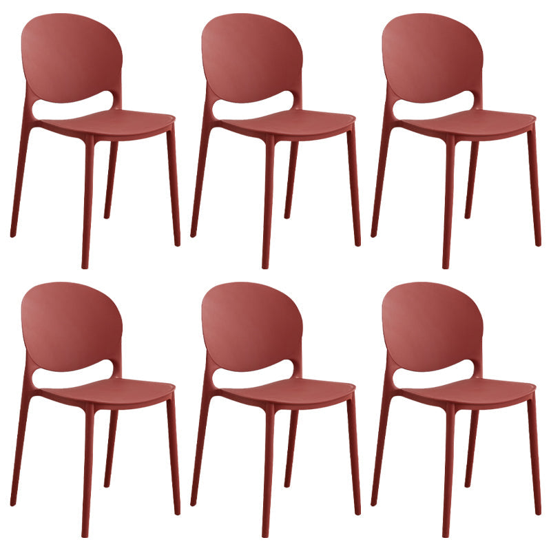 Modern Plastic Dining Room Chairs Open Back Dining Side Armless Chair for Restaurant Burgundy 6 Piece Set Clearhalo ' kitchen&dining_furn' 'Dining Chairs' 'Dining Tables & Seating' 'dining_chair' 'furn' 'furn_dining_chair' 'Furniture' 'furniture_dining_chair' 'Kitchen & Dining Furniture' 'kitchen' 3956977