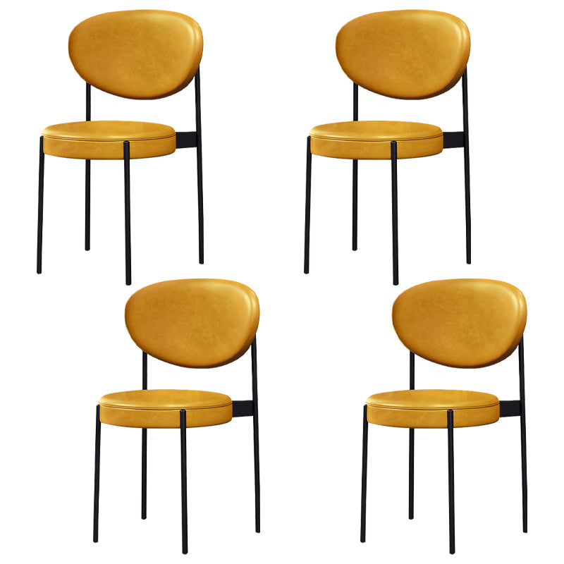 Glam Style Metal Dining Room Chairs Armless Open Back Dining Side Chair for Restaurant Yellow 4 Piece Set Clearhalo ' kitchen&dining_furn' 'Dining Chairs' 'Dining Tables & Seating' 'dining_chair' 'furn' 'furn_dining_chair' 'Furniture' 'furniture_dining_chair' 'Kitchen & Dining Furniture' 'kitchen' 3957075
