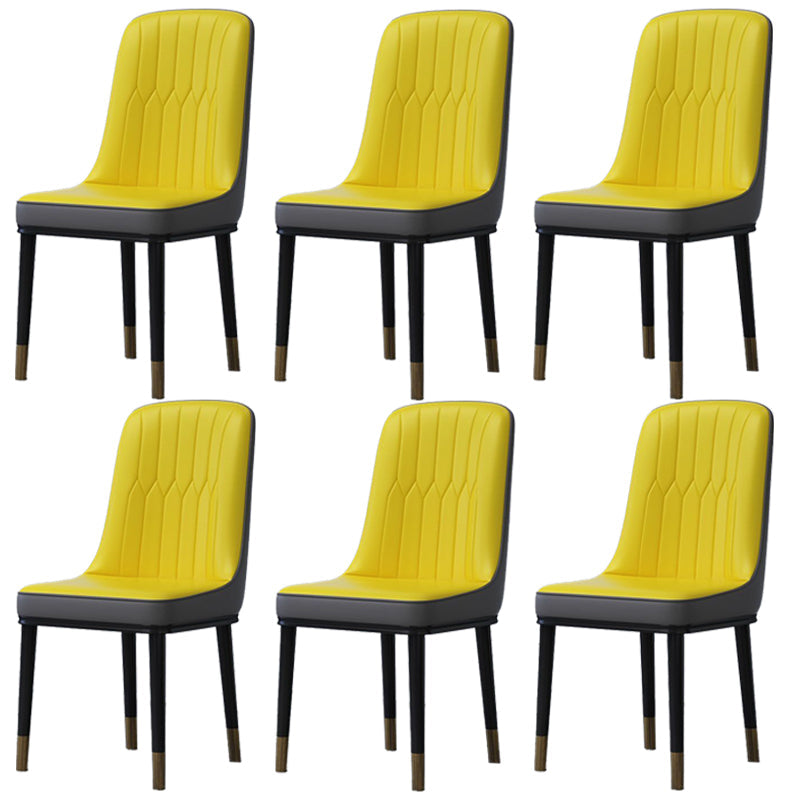 Home Scandinavian Side Chair Metal Solid Back Upholstered Dining Room Chair Yellow-Gray 6 Piece Set Brass Gold Clearhalo ' kitchen&dining_furn' 'Dining Chairs' 'Dining Tables & Seating' 'dining_chair' 'furn' 'furn_dining_chair' 'Furniture' 'furniture_dining_chair' 'Kitchen & Dining Furniture' 'kitchen' 3957198