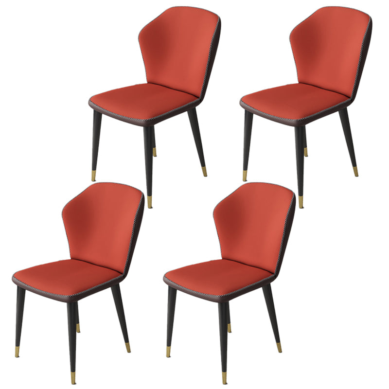 Minimalist Style Wingback Parsons Side Chairs Leather Dining Chairs for Kitchen (Set of 4) Red Brass Gold Clearhalo ' kitchen&dining_furn' 'Dining Chairs' 'Dining Tables & Seating' 'dining_chair' 'furn' 'furn_dining_chair' 'Furniture' 'furniture_dining_chair' 'Kitchen & Dining Furniture' 'kitchen' 3957548