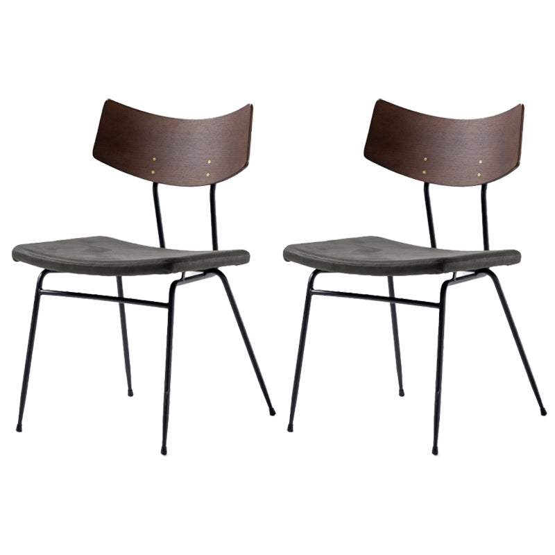 Contemporary Style Upholstered Side Chairs Open Back Dining Side Chairs (Set of 2) Walnut Green Clearhalo ' kitchen&dining_furn' 'Dining Chairs' 'Dining Tables & Seating' 'dining_chair' 'furn' 'furn_dining_chair' 'Furniture' 'furniture_dining_chair' 'Kitchen & Dining Furniture' 'kitchen' 3957576
