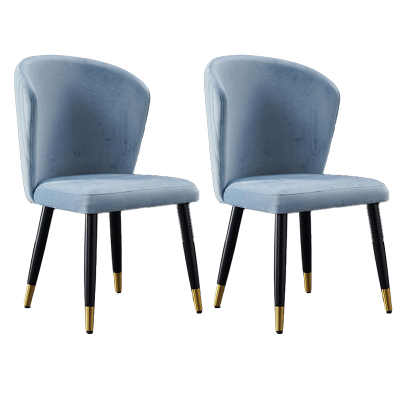 Glam Wood Dining Room Chairs Velvet Dining Armless Chairs for Home Use (Set of 2) Sky Blue Clearhalo ' kitchen&dining_furn' 'Dining Chairs' 'Dining Tables & Seating' 'dining_chair' 'furn' 'furn_dining_chair' 'Furniture' 'furniture_dining_chair' 'Kitchen & Dining Furniture' 'kitchen' 3957645