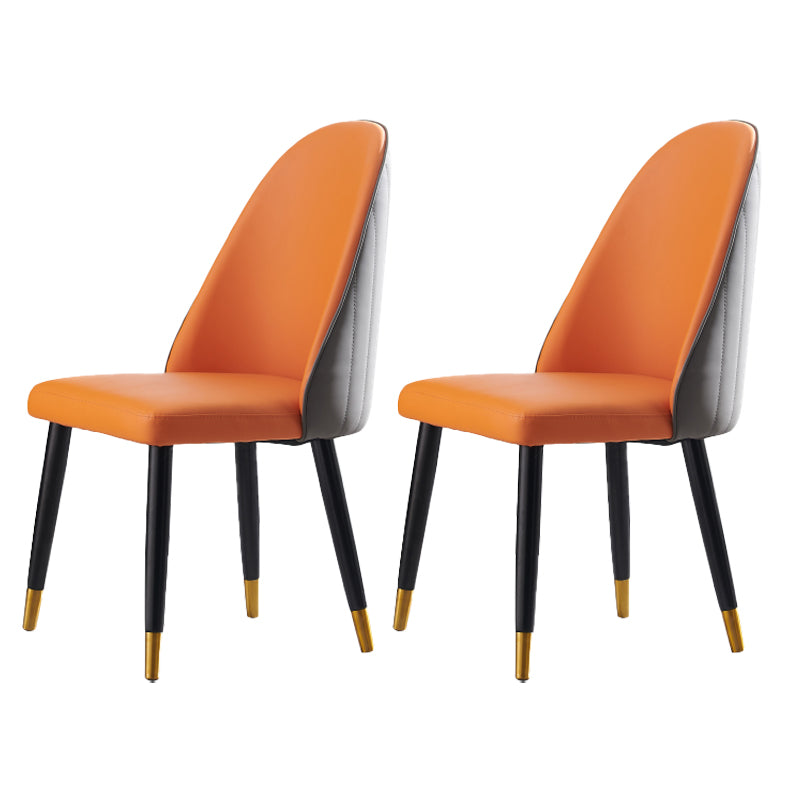 Glam Wood Dining Room Chairs Upholstered Armless Dining Chairs for Home Use (Set of 2) Orange-Gray Clearhalo ' kitchen&dining_furn' 'Dining Chairs' 'Dining Tables & Seating' 'dining_chair' 'furn' 'furn_dining_chair' 'Furniture' 'furniture_dining_chair' 'Kitchen & Dining Furniture' 'kitchen' 3957669