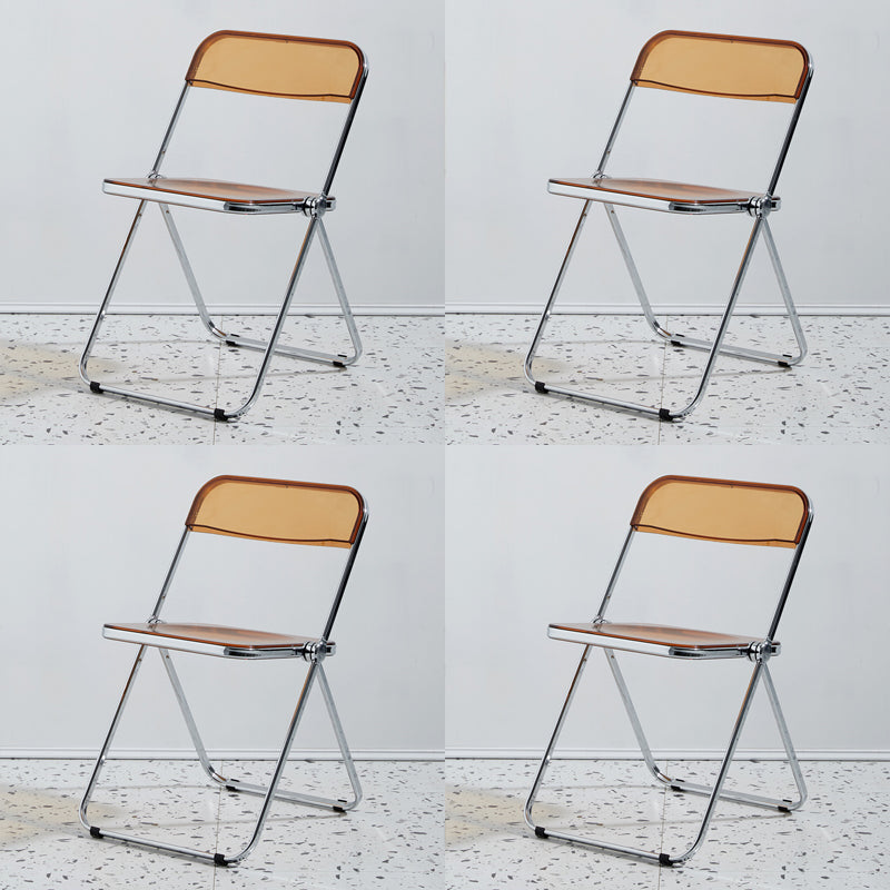 Metal Modern Indoor-Outdoor Chair Armless Open Back Dining Side Chair Brown 4 Piece Set Clearhalo ' kitchen&dining_furn' 'Dining Chairs' 'Dining Tables & Seating' 'dining_chair' 'furn' 'furn_dining_chair' 'Furniture' 'furniture_dining_chair' 'Kitchen & Dining Furniture' 'kitchen' 3957796