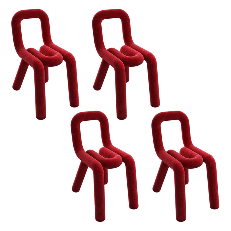 Designer Style Velvet Side Chair Matte Finish Open Back Dining Chairs for Home Red 4 Piece Set Clearhalo ' kitchen&dining_furn' 'Dining Chairs' 'Dining Tables & Seating' 'dining_chair' 'furn' 'furn_dining_chair' 'Furniture' 'furniture_dining_chair' 'Kitchen & Dining Furniture' 'kitchen' 3957854