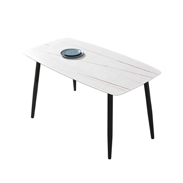 Industrial Home Sintered Stone Scratch Resistant Dining Table 4 Legs Base Rectangle Table White Without Chairs Clearhalo ' dining_table' 'Dining Tables & Seating' 'Dining Tables' 'furn' 'furn_dining_table' 'Furniture' 'furniture_dining_table' 'Kitchen & Dining Furniture' 'kitchen&dining_furn' 'kitchen' 'kitchen_dining_table' 3958984