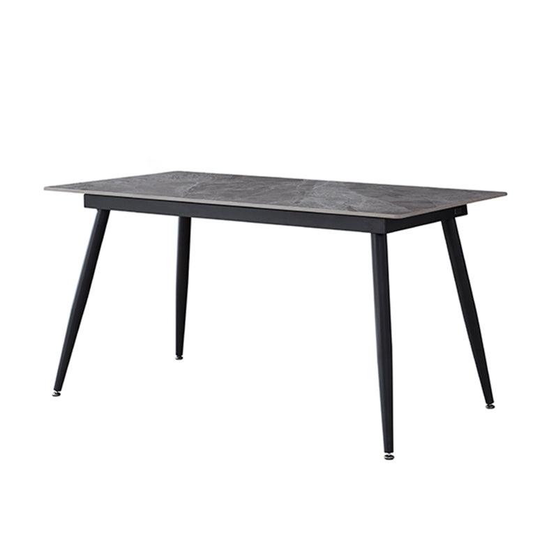 Industrial Sintered Stone 55" Wide Dining Table Rectangle Shape Table with 4 Legs Base Gray Without Chairs Clearhalo ' dining_table' 'Dining Tables & Seating' 'Dining Tables' 'furn' 'furn_dining_table' 'Furniture' 'furniture_dining_table' 'Kitchen & Dining Furniture' 'kitchen&dining_furn' 'kitchen' 'kitchen_dining_table' 3959014