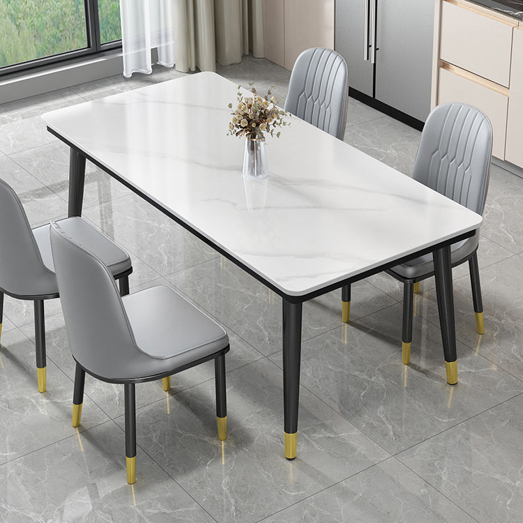 Industrial Standard Rectangle Shape Dining Table Sintered Stone Top Dining Table for Kitchen White Without Chairs Clearhalo ' dining_table' 'Dining Tables & Seating' 'Dining Tables' 'furn' 'furn_dining_table' 'Furniture' 'furniture_dining_table' 'Kitchen & Dining Furniture' 'kitchen&dining_furn' 'kitchen' 'kitchen_dining_table' 3959535