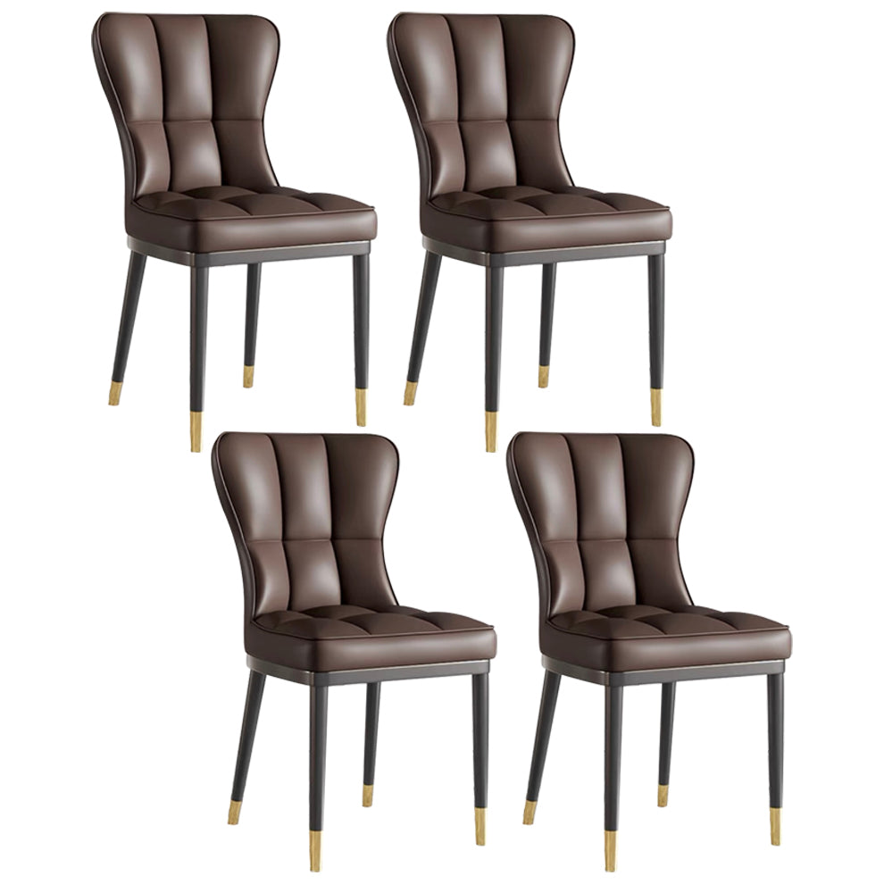 Glam Style Metal Dining Room Chairs Armless Upholstered Linen Fabric Dining Chair for Home Use Coffee 4 Piece Set Clearhalo ' kitchen&dining_furn' 'Dining Chairs' 'Dining Tables & Seating' 'dining_chair' 'furn' 'furn_dining_chair' 'Furniture' 'furniture_dining_chair' 'Kitchen & Dining Furniture' 'kitchen' 3966740