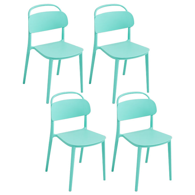Scandinavian Plastic Chair Stackable Open Back Dining Chair in Matte Finish (Set of 4) Green Clearhalo ' kitchen&dining_furn' 'Dining Chairs' 'Dining Tables & Seating' 'dining_chair' 'furn' 'furn_dining_chair' 'Furniture' 'furniture_dining_chair' 'Kitchen & Dining Furniture' 'kitchen' 3966755
