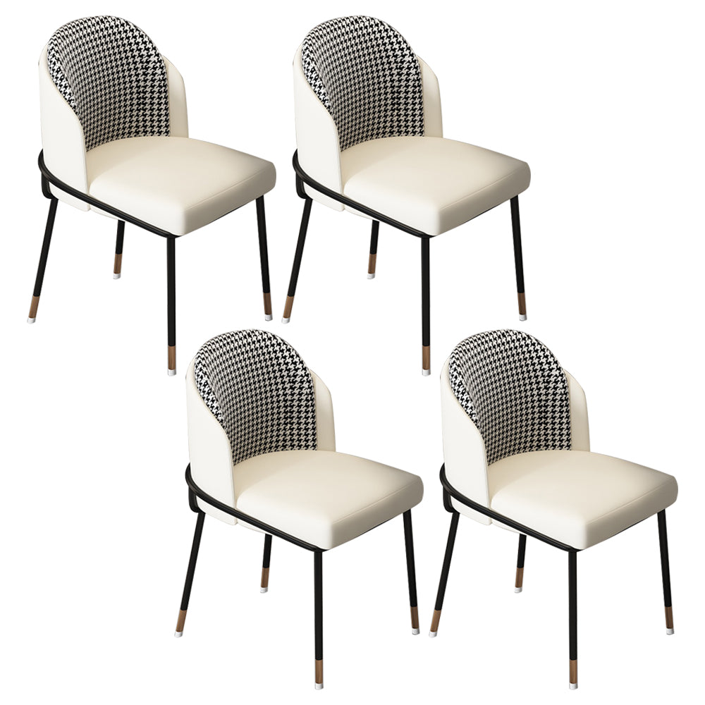 Glam Metal Dining Armless Chairs Upholstered Dining Room Chairs for Restaurant White 4 Piece Set Clearhalo ' kitchen&dining_furn' 'Dining Chairs' 'Dining Tables & Seating' 'dining_chair' 'furn' 'furn_dining_chair' 'Furniture' 'furniture_dining_chair' 'Kitchen & Dining Furniture' 'kitchen' 3967106