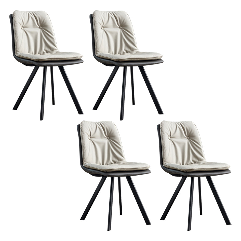 Contemporary Style Metal Dining Chair Dining Armless Side Chairs for Kitchen Grey 4 Piece Set Clearhalo ' kitchen&dining_furn' 'Dining Chairs' 'Dining Tables & Seating' 'dining_chair' 'furn' 'furn_dining_chair' 'Furniture' 'furniture_dining_chair' 'Kitchen & Dining Furniture' 'kitchen' 3967408