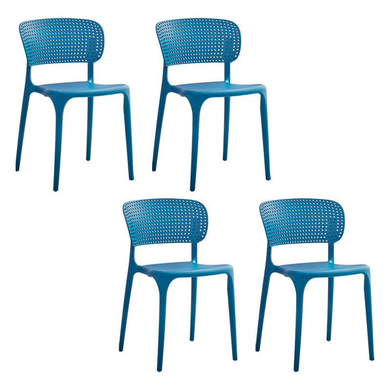 Modern Style Plastic Dining Chairs Open Back Stackable Dining Chair for Kitchen Blue 4 Piece Set Clearhalo ' kitchen&dining_furn' 'Dining Chairs' 'Dining Tables & Seating' 'dining_chair' 'furn' 'furn_dining_chair' 'Furniture' 'furniture_dining_chair' 'Kitchen & Dining Furniture' 'kitchen' 3967444