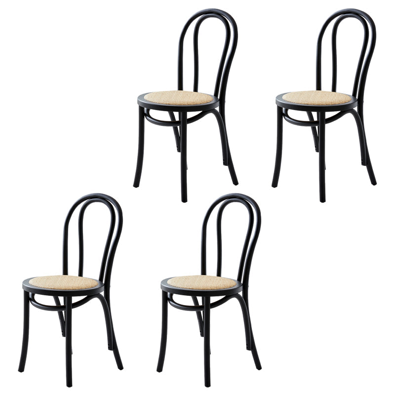 Contemporary Solid Beech Wood Chair Windsor Back Side Kitchen Dining Chairs Black Wicker & Rattan 4 Piece Set Clearhalo ' kitchen&dining_furn' 'Dining Chairs' 'Dining Tables & Seating' 'dining_chair' 'furn' 'furn_dining_chair' 'Furniture' 'furniture_dining_chair' 'Kitchen & Dining Furniture' 'kitchen' 3967735