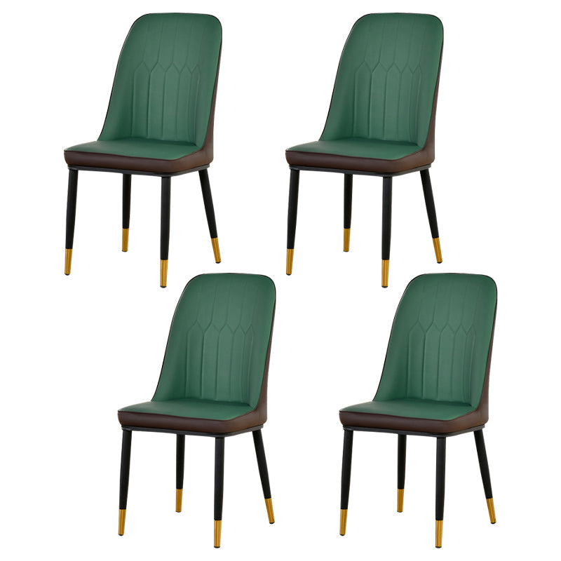 Scandinavian Metal Chairs Set Kitchen Solid Back Dining Side Chair (Set of 4) Green-Coffee Brass Gold Clearhalo ' kitchen&dining_furn' 'Dining Chairs' 'Dining Tables & Seating' 'dining_chair' 'furn' 'furn_dining_chair' 'Furniture' 'furniture_dining_chair' 'Kitchen & Dining Furniture' 'kitchen' 3968008
