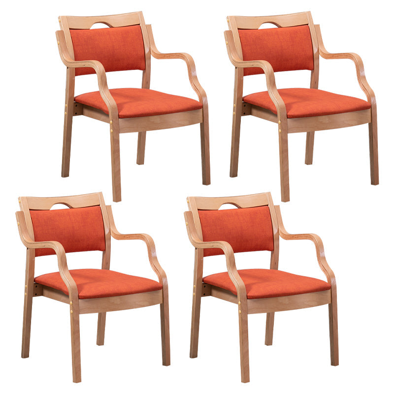 Contemporary Style Solid Wood Chairs Kitchen Open Back Dining Arm Chair Set Red 4 Piece Set Clearhalo ' kitchen&dining_furn' 'Dining Chairs' 'Dining Tables & Seating' 'dining_chair' 'furn' 'furn_dining_chair' 'Furniture' 'furniture_dining_chair' 'Kitchen & Dining Furniture' 'kitchen' 3968021