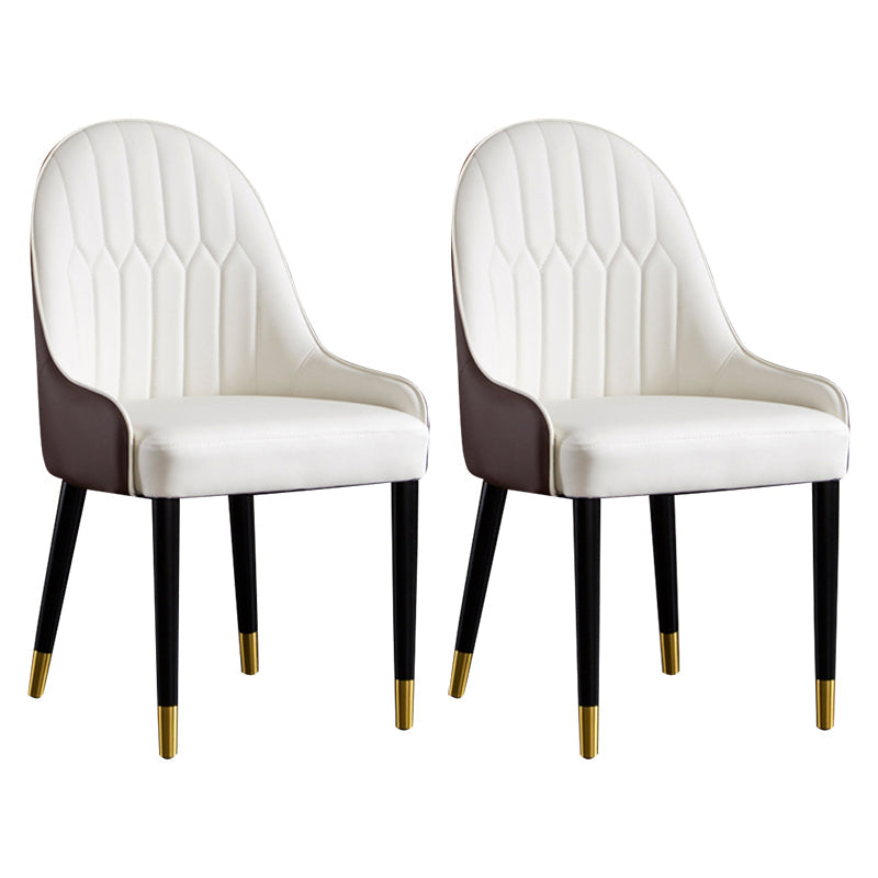 Nordic Glam Style Dining Chairs Metal Dining Arm Side Chair for Kitchen (Set of 2) White Clearhalo ' kitchen&dining_furn' 'Dining Chairs' 'Dining Tables & Seating' 'dining_chair' 'furn' 'furn_dining_chair' 'Furniture' 'furniture_dining_chair' 'Kitchen & Dining Furniture' 'kitchen' 3968041