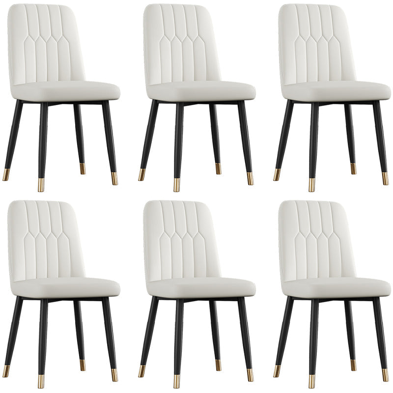 Scandinavian Style Metal Dining Chair Dining Room Armless Solid Back Chair White 6 Piece Set Black Gold Clearhalo ' kitchen&dining_furn' 'Dining Chairs' 'Dining Tables & Seating' 'dining_chair' 'furn' 'furn_dining_chair' 'Furniture' 'furniture_dining_chair' 'Kitchen & Dining Furniture' 'kitchen' 3968663
