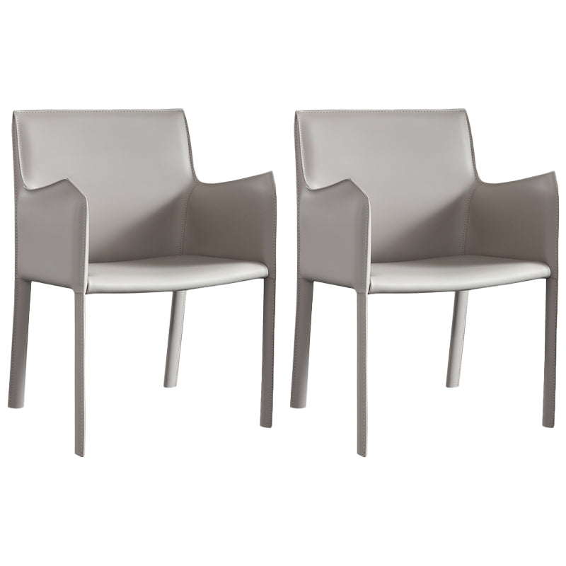 Modern Metal Dining Room Chairs Arm Leather Dining Chair for Restaurant Use (Set of 2) Light Khaki Clearhalo ' kitchen&dining_furn' 'Dining Chairs' 'Dining Tables & Seating' 'dining_chair' 'furn' 'furn_dining_chair' 'Furniture' 'furniture_dining_chair' 'Kitchen & Dining Furniture' 'kitchen' 3969192