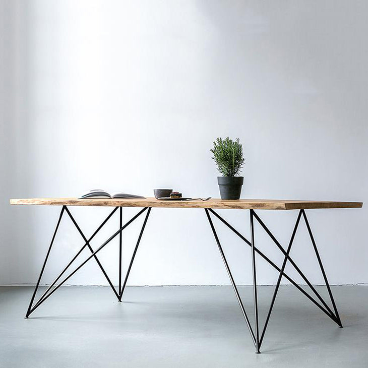Traditional Luxury Rectangle Dining Table Solid Wood Table with 4 Metal Legs Black Without Chairs Clearhalo ' dining_table' 'Dining Tables & Seating' 'Dining Tables' 'furn' 'furn_dining_table' 'Furniture' 'furniture_dining_table' 'Kitchen & Dining Furniture' 'kitchen&dining_furn' 'kitchen' 'kitchen_dining_table' 3970099