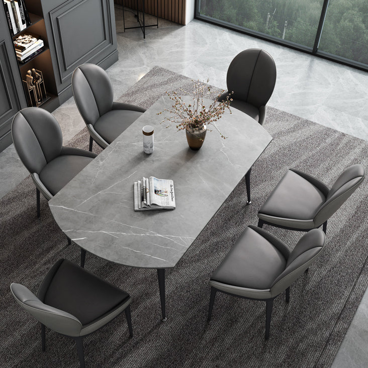 Modern Style Gray Dining Table Sintered Stone Table with 4 Legs for Kitchen Clearhalo ' dining_table' 'Dining Tables & Seating' 'Dining Tables' 'furn' 'furn_dining_table' 'Furniture' 'furniture_dining_table' 'Kitchen & Dining Furniture' 'kitchen&dining_furn' 'kitchen' 'kitchen_dining_table' 3970218