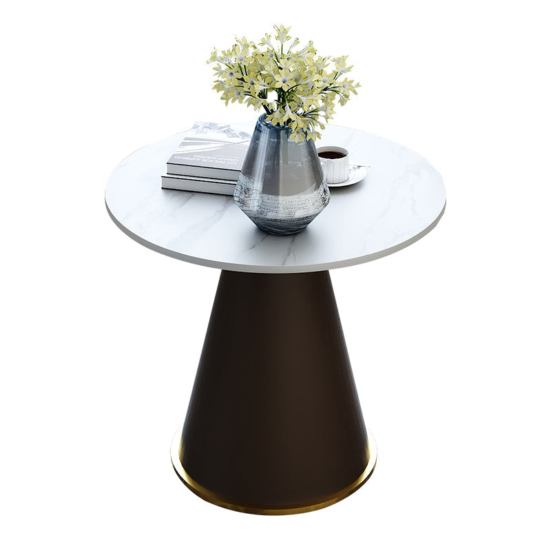 Round Table 23.6'' Dinette Table Traditional Luxury Dinner Room Table with Pedestal Casual White Brown Without Chairs Clearhalo ' dining_table' 'Dining Tables & Seating' 'Dining Tables' 'furn' 'furn_dining_table' 'Furniture' 'furniture_dining_table' 'Kitchen & Dining Furniture' 'kitchen&dining_furn' 'kitchen' 'kitchen_dining_table' 3979556