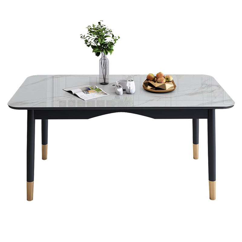 Traditional Luxury Dining Table Sintered Stone Table with 4 Black Legs for Dining Room White Without Chairs Clearhalo ' dining_table' 'Dining Tables & Seating' 'Dining Tables' 'furn' 'furn_dining_table' 'Furniture' 'furniture_dining_table' 'Kitchen & Dining Furniture' 'kitchen&dining_furn' 'kitchen' 'kitchen_dining_table' 3979884
