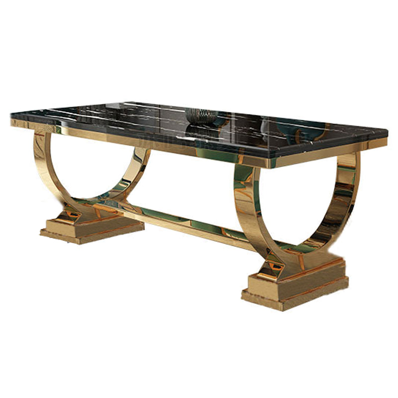 Traditional Luxury Marble Dining Table Rectangle Table with Metal Base in Gold Black Without Chairs Clearhalo ' dining_table' 'Dining Tables & Seating' 'Dining Tables' 'furn' 'furn_dining_table' 'Furniture' 'furniture_dining_table' 'Kitchen & Dining Furniture' 'kitchen&dining_furn' 'kitchen' 'kitchen_dining_table' 3979930