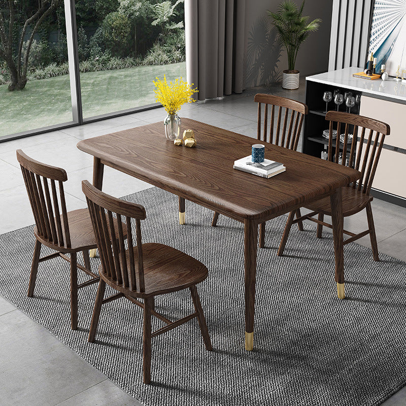 Ash Wood Dining Table Luxury Style 4 Legs Base Solid Wood Table for Dining Room Brown Clearhalo ' dining_table' 'Dining Tables & Seating' 'Dining Tables' 'Furniture' 'furniture_dining_table' 'Kitchen & Dining Furniture' 'kitchen&dining_furn' 'kitchen' 'kitchen_dining_table' 3994418