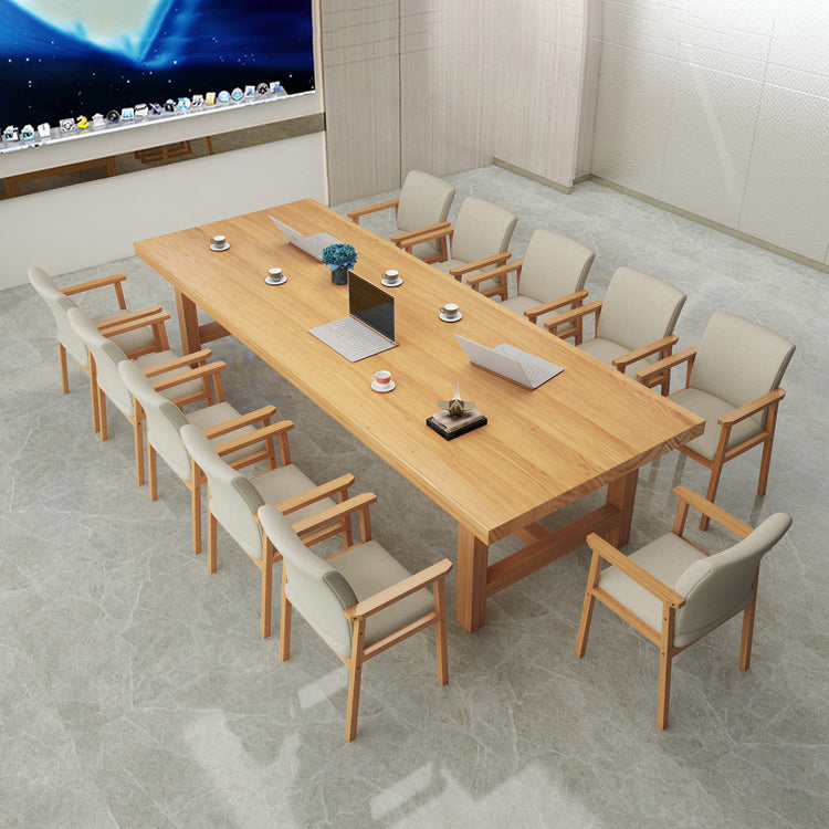 Rectangle Industrial Dining Room Table Pine Solid Wood Table with Double Pedestal Clearhalo ' dining_table' 'Dining Tables & Seating' 'Dining Tables' 'furn' 'furn_dining_table' 'Furniture' 'furniture_dining_table' 'Kitchen & Dining Furniture' 'kitchen&dining_furn' 'kitchen' 'kitchen_dining_table' 3994555