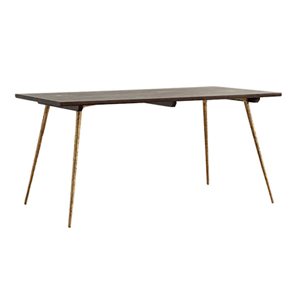Metal Industrial Rectangle Dining Table Solid Wood Top Table with Legs Gold Without Chairs Clearhalo ' dining_table' 'Dining Tables & Seating' 'Dining Tables' 'furn' 'furn_dining_table' 'Furniture' 'furniture_dining_table' 'Kitchen & Dining Furniture' 'kitchen&dining_furn' 'kitchen' 'kitchen_dining_table' 3994692