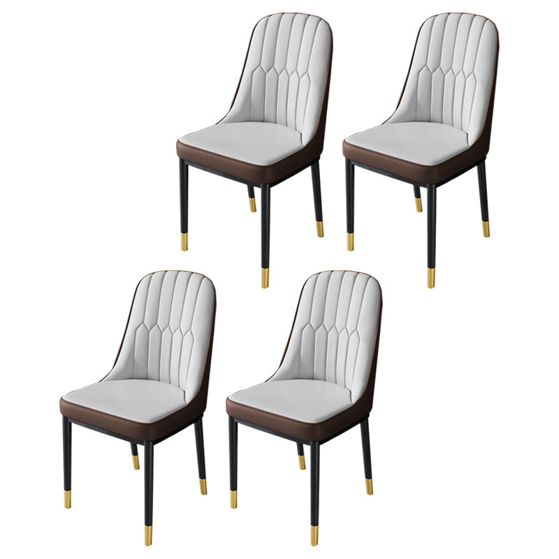 Nordic Metal Dining Room Chairs Upholstered Linen Fabric Armless Chairs for Restaurant Use Brown 4 Piece Set Brass Gold Clearhalo ' kitchen&dining_furn' 'Dining Chairs' 'Dining Tables & Seating' 'dining_chair' 'furn' 'furn_dining_chair' 'Furniture' 'furniture_dining_chair' 'Kitchen & Dining Furniture' 'kitchen' 3998318