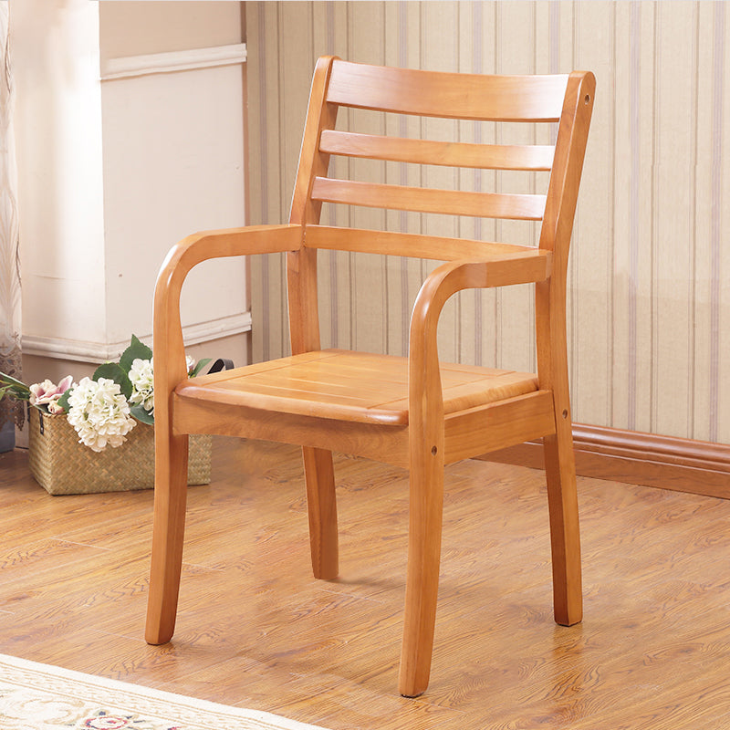 Traditional Rubberwood Arm Chair Wood Ladder Back Single Dining Armchair Dark Wood Clearhalo ' kitchen&dining_furn' 'Dining Chairs' 'Dining Tables & Seating' 'dining_chair' 'furn' 'furn_dining_chair' 'Furniture' 'furniture_dining_chair' 'Kitchen & Dining Furniture' 'kitchen' 3998475