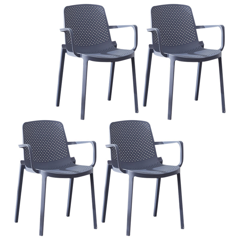 Scandinavian Plastic Dining Arm Chairs Stackable Solid Back Armchairs (Set of 4) Gray Blue Clearhalo ' kitchen&dining_furn' 'Dining Chairs' 'Dining Tables & Seating' 'dining_chair' 'furn' 'furn_dining_chair' 'Furniture' 'furniture_dining_chair' 'Kitchen & Dining Furniture' 'kitchen' 3998521