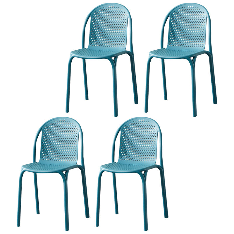 Stackable Plastic Dining Side Chair Scandinavian Armless Dining Chairs (Set of 4) Peacock Blue Clearhalo ' kitchen&dining_furn' 'Dining Chairs' 'Dining Tables & Seating' 'dining_chair' 'furn' 'furn_dining_chair' 'Furniture' 'furniture_dining_chair' 'Kitchen & Dining Furniture' 'kitchen' 3998557
