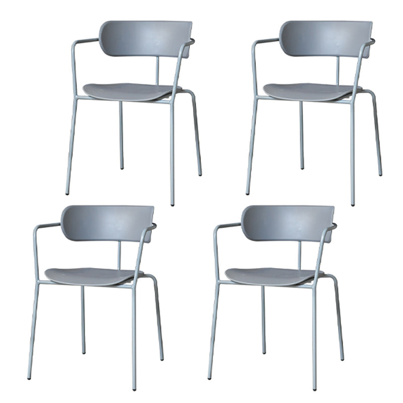 Industrial Style Kitchen Dining Chairs Dining Stackable Arm Chairs with Metal Legs (Set of 4) Grey Clearhalo ' kitchen&dining_furn' 'Dining Chairs' 'Dining Tables & Seating' 'dining_chair' 'furn' 'furn_dining_chair' 'Furniture' 'furniture_dining_chair' 'Kitchen & Dining Furniture' 'kitchen' 3999049