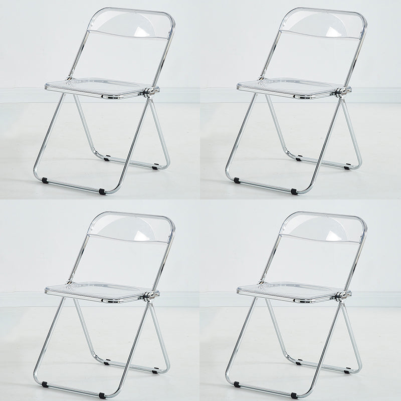 Modern Indoor-Outdoor Chair Home Metal Side Chair Folding Open Back Dining Side Chair Clear 4 Piece Set Clearhalo ' kitchen&dining_furn' 'Dining Chairs' 'Dining Tables & Seating' 'dining_chair' 'furn' 'furn_dining_chair' 'Furniture' 'furniture_dining_chair' 'Kitchen & Dining Furniture' 'kitchen' 3999197