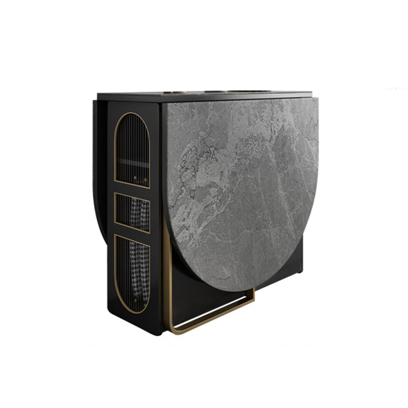 Contemporary Drop-Leaf Dining Room Collection Oval Table,15"L x 31.5"W x 29.5"H Slate Gray Without Chairs Clearhalo ' dining_table' 'Dining Tables & Seating' 'Dining Tables' 'furn' 'furn_dining_table' 'Furniture' 'furniture_dining_table' 'Kitchen & Dining Furniture' 'kitchen&dining_furn' 'kitchen' 'kitchen_dining_table' 4002345