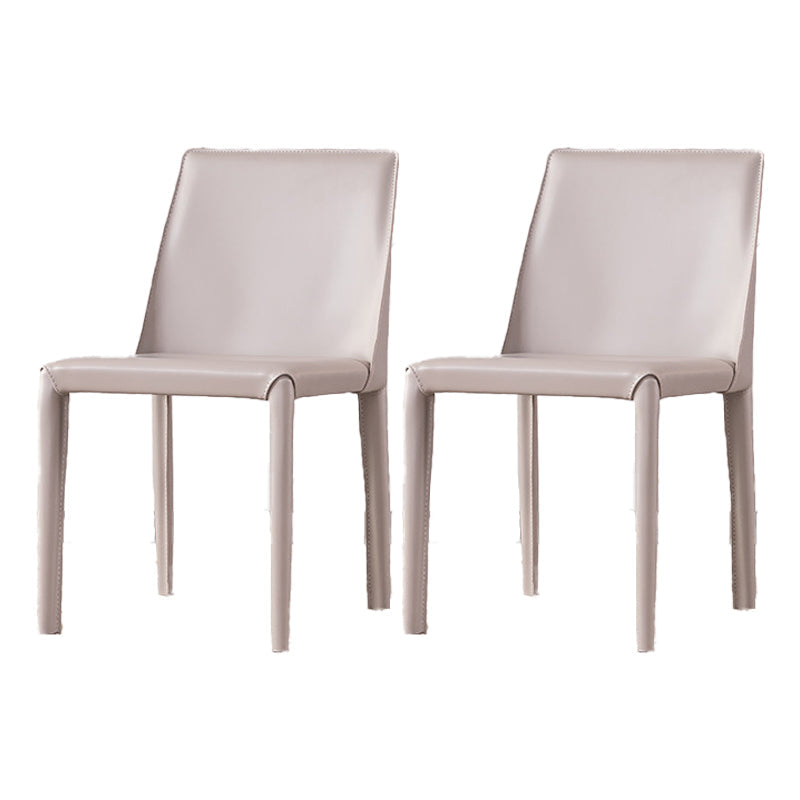 Contemporary Saddle Leather Restaurant Side Chair Parsons Matte Finish Dining Chair (Set of 2) Light Gray Clearhalo ' kitchen&dining_furn' 'Dining Chairs' 'Dining Tables & Seating' 'dining_chair' 'furn' 'furn_dining_chair' 'Furniture' 'furniture_dining_chair' 'Kitchen & Dining Furniture' 'kitchen' 4008407