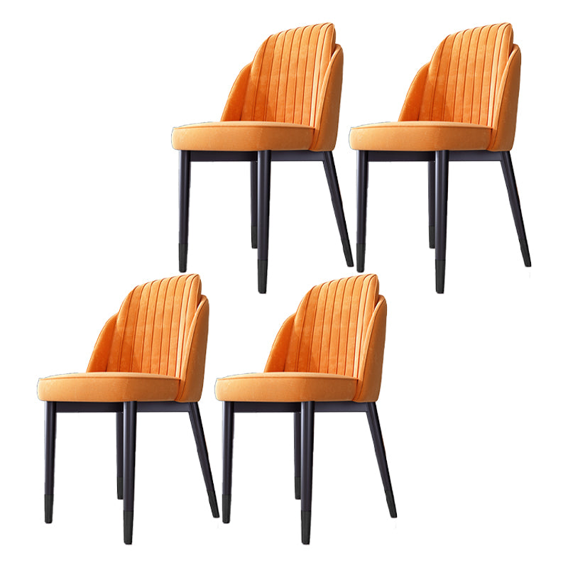 Scandinavian Style Dining Chair Metal Leather Dining Room Solid Back Chair Orange 4 Piece Set Black Clearhalo ' kitchen&dining_furn' 'Dining Chairs' 'Dining Tables & Seating' 'dining_chair' 'furn' 'furn_dining_chair' 'Furniture' 'furniture_dining_chair' 'Kitchen & Dining Furniture' 'kitchen' 4008590