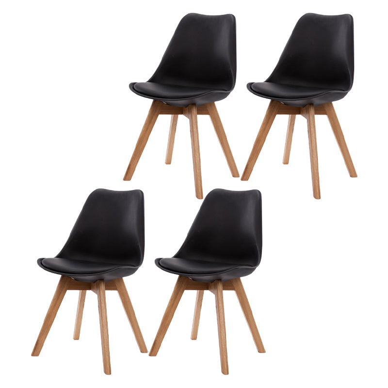 Scandinavian Beech Parsons Side Chair Matte Finish Leather Dining Chairs (Set of 2) Black Set of 4 Clearhalo ' kitchen&dining_furn' 'Dining Chairs' 'Dining Tables & Seating' 'dining_chair' 'Furniture' 'furniture_dining_chair' 'Kitchen & Dining Furniture' 'kitchen' 4010419