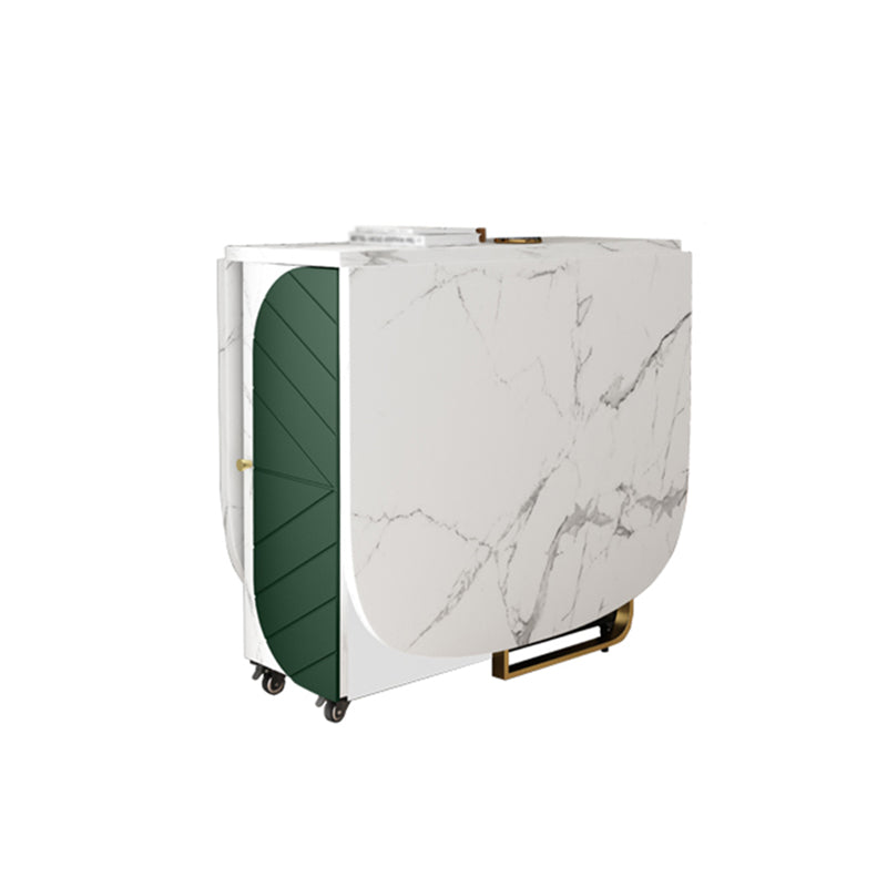 59'' Foldable Sintered Stone Top Dining Table Modern Oval Table with Storage Trestle Base Green Without Chairs Clearhalo ' dining_table' 'Dining Tables & Seating' 'Dining Tables' 'furn' 'furn_dining_table' 'Furniture' 'furniture_dining_table' 'Kitchen & Dining Furniture' 'kitchen&dining_furn' 'kitchen' 'kitchen_dining_table' 4020878