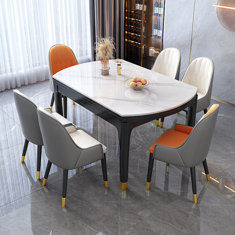 Traditional Luxury Style Dining Table Round Sintered Stone Table with 4 Legs White Without Chairs Clearhalo ' dining_table' 'Dining Tables & Seating' 'Dining Tables' 'furn' 'furn_dining_table' 'Furniture' 'furniture_dining_table' 'Kitchen & Dining Furniture' 'kitchen&dining_furn' 'kitchen' 'kitchen_dining_table' 4033301