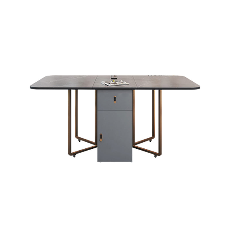 Modern Dining Table Sintered Stone Drop-Leaf Dining Table for Home Use Gold Without Chairs Clearhalo ' dining_table' 'Dining Tables & Seating' 'Dining Tables' 'furn' 'furn_dining_table' 'Furniture' 'furniture_dining_table' 'Kitchen & Dining Furniture' 'kitchen&dining_furn' 'kitchen' 'kitchen_dining_table' 4033661