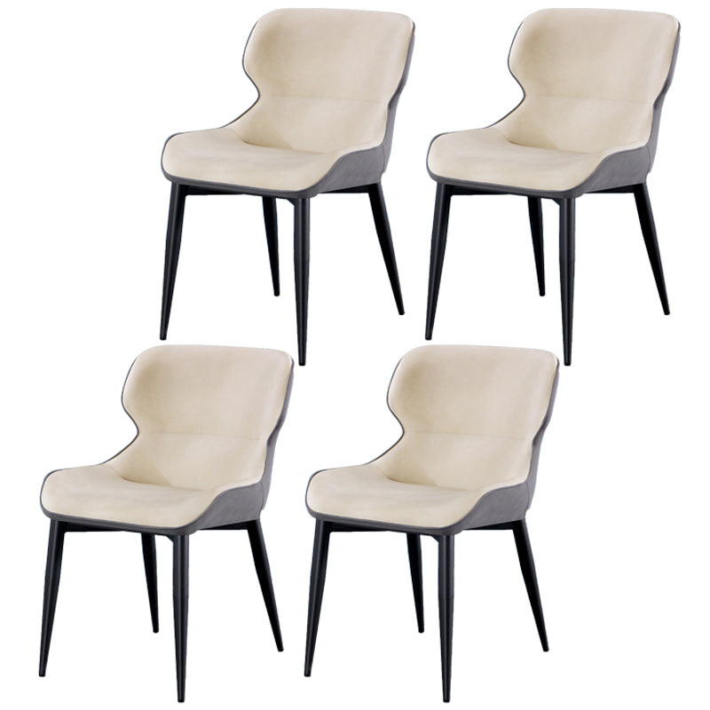 Contemporary Indoor Arm Chair Wingback Upholstered Metal Dining Room Chair Off-White 4 Piece Set Clearhalo ' kitchen&dining_furn' 'Dining Chairs' 'Dining Tables & Seating' 'dining_chair' 'furn' 'furn_dining_chair' 'Furniture' 'furniture_dining_chair' 'Kitchen & Dining Furniture' 'kitchen' 4037733
