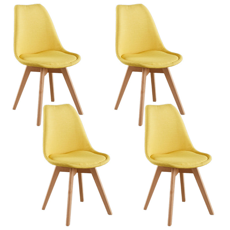 Eames Armless Dining Chairs Scandinavian Side Dining Chairs with Wood Legs Light Yellow Set of 4 Clearhalo ' kitchen&dining_furn' 'Dining Chairs' 'Dining Tables & Seating' 'dining_chair' 'Furniture' 'furniture_dining_chair' 'Kitchen & Dining Furniture' 'kitchen' 4038027