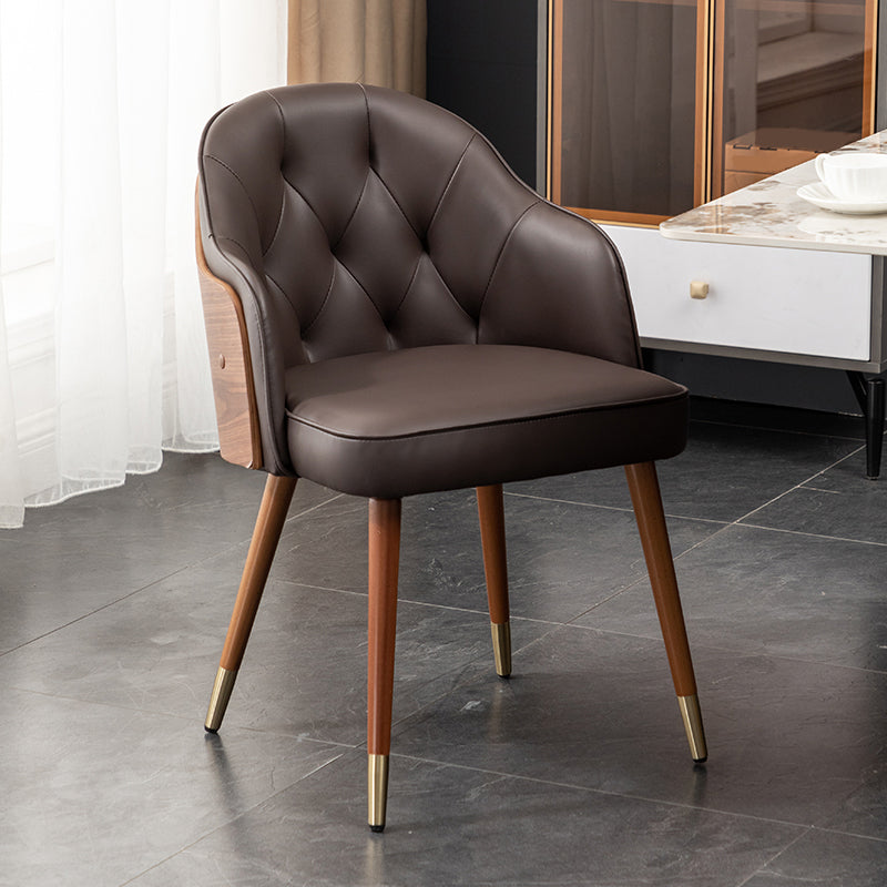 Glam Style Microfiber Leather Dining Chair Solid Back Arm Single Chair Brown Clearhalo ' kitchen&dining_furn' 'Dining Chairs' 'Dining Tables & Seating' 'dining_chair' 'furn' 'furn_dining_chair' 'Furniture' 'furniture_dining_chair' 'Kitchen & Dining Furniture' 'kitchen' 4038406
