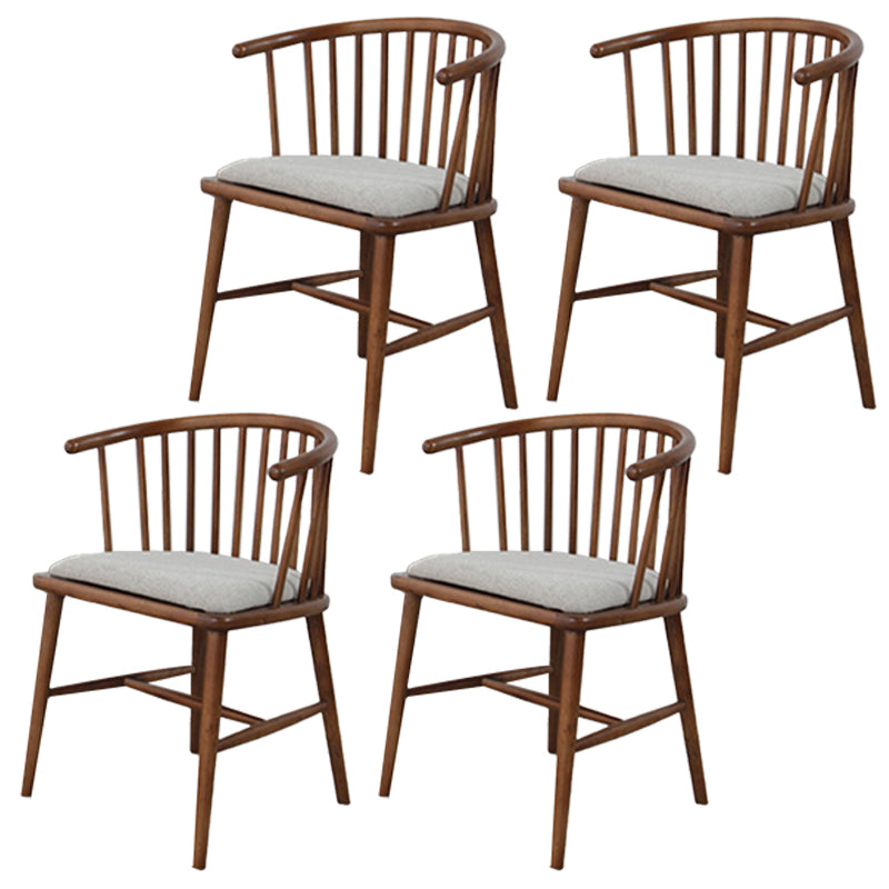 Scandinavian Style Upholstered Side Chair Windsor Back Dining Chairs for Home Dark Brown 4 Piece Set Clearhalo ' kitchen&dining_furn' 'Dining Chairs' 'Dining Tables & Seating' 'dining_chair' 'furn' 'furn_dining_chair' 'Furniture' 'furniture_dining_chair' 'Kitchen & Dining Furniture' 'kitchen' 4038555
